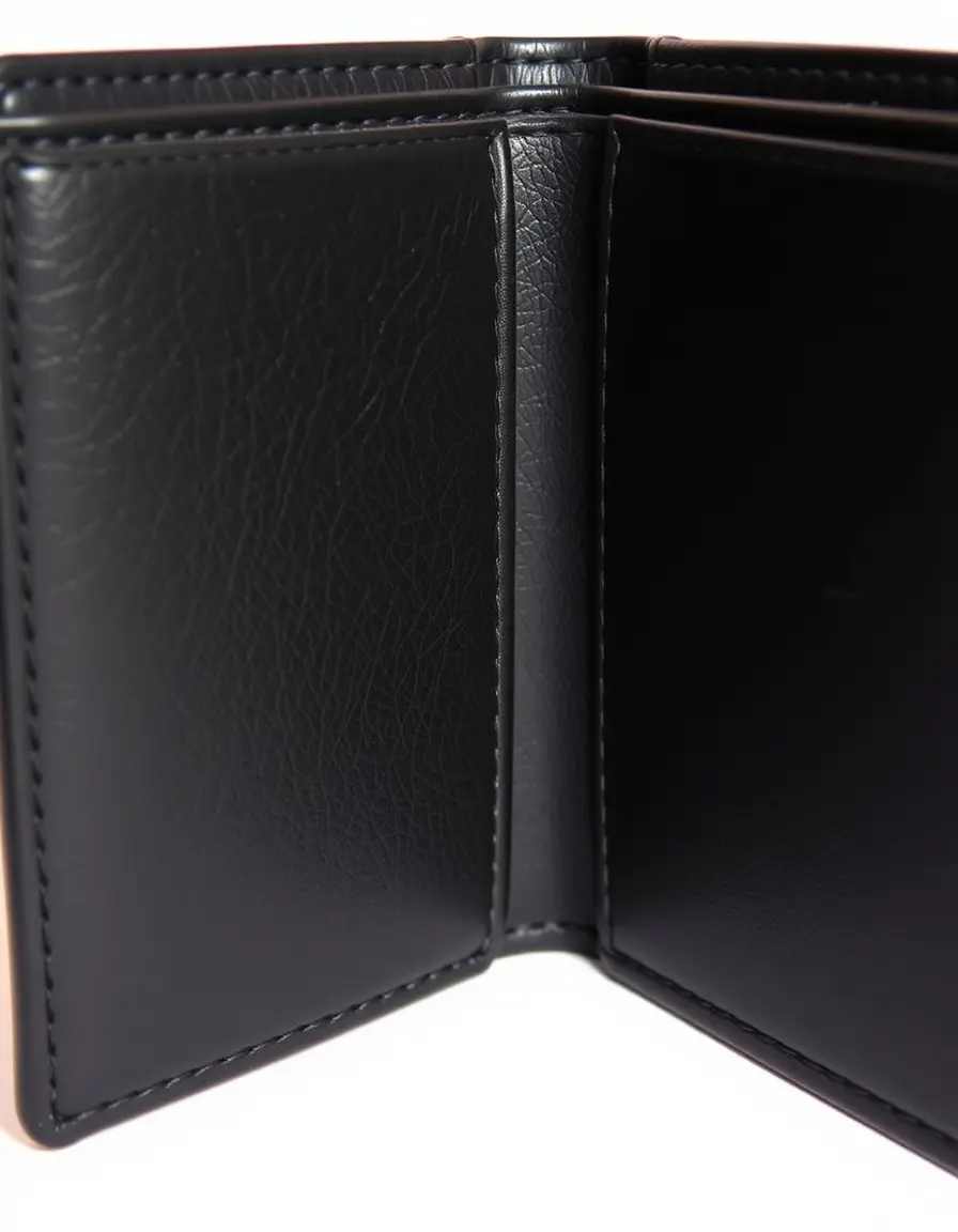 Portafoglio pelle uomo bifold nero vista aperta