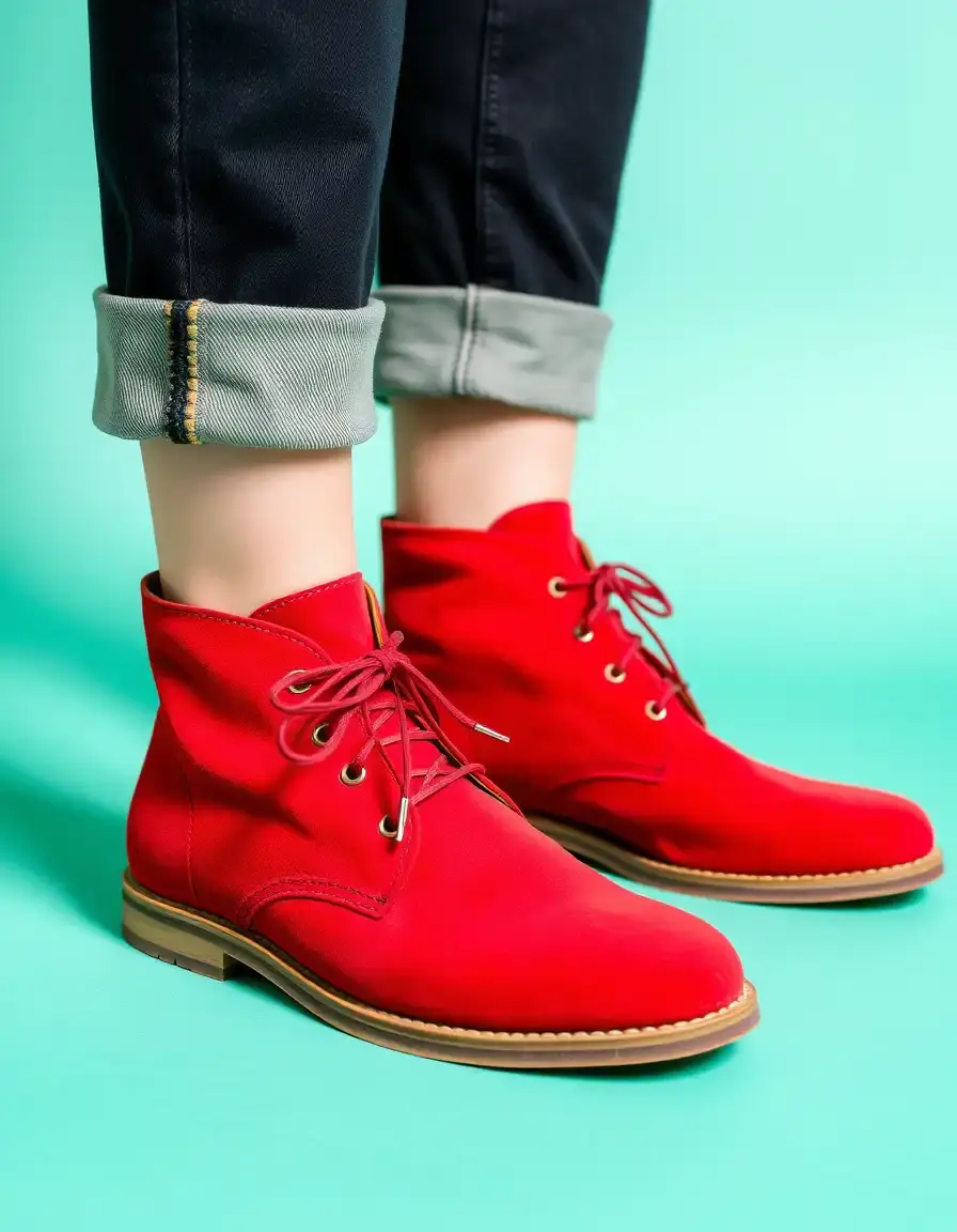 Stivaletto uomo pelle rosso scamosciato