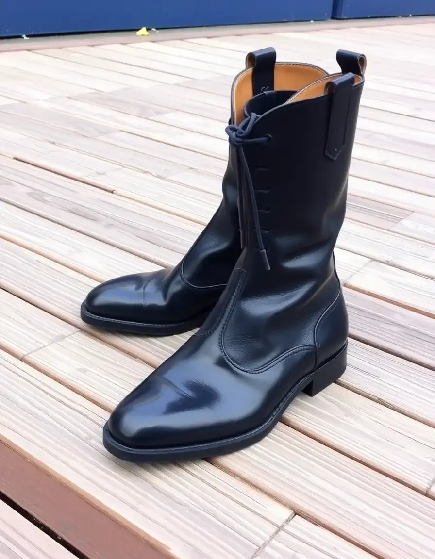 Stivali eleganti uomo in pelle blu navy