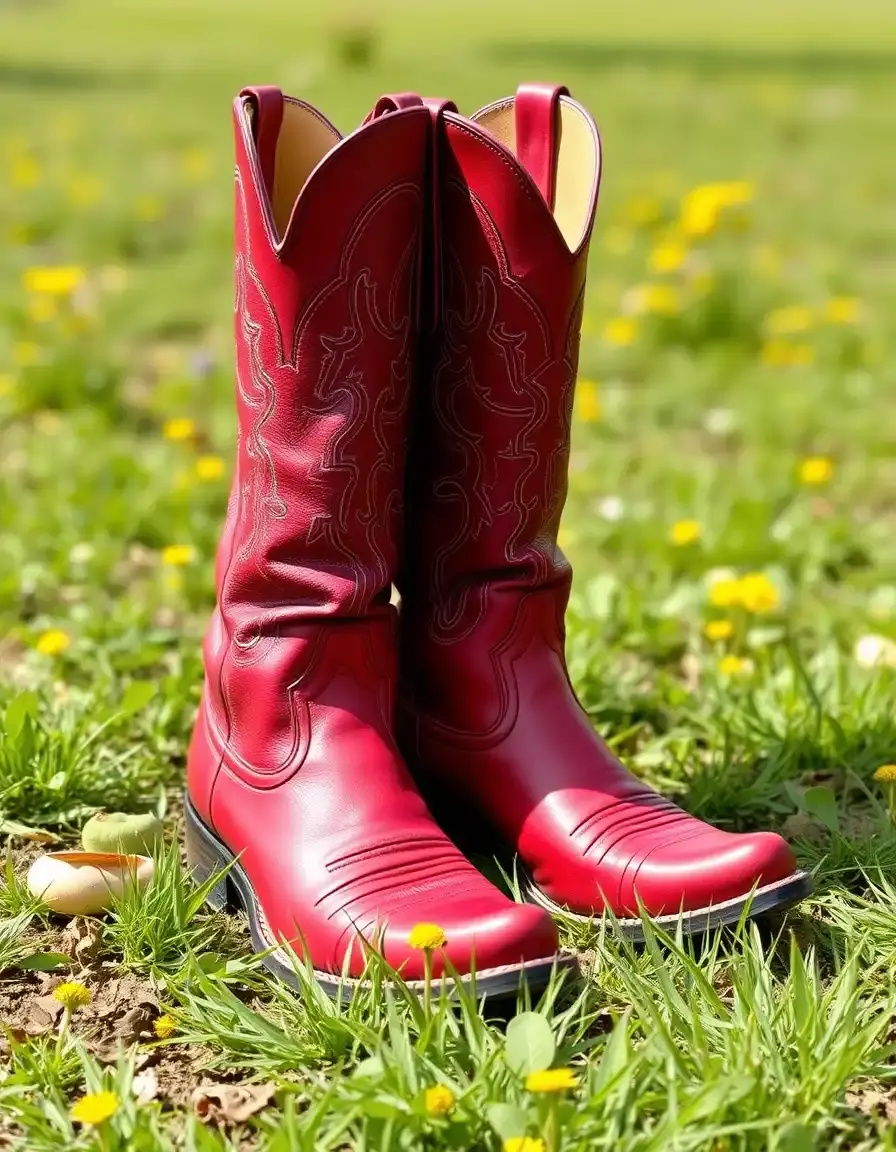Stivali western in pelle rossa audace