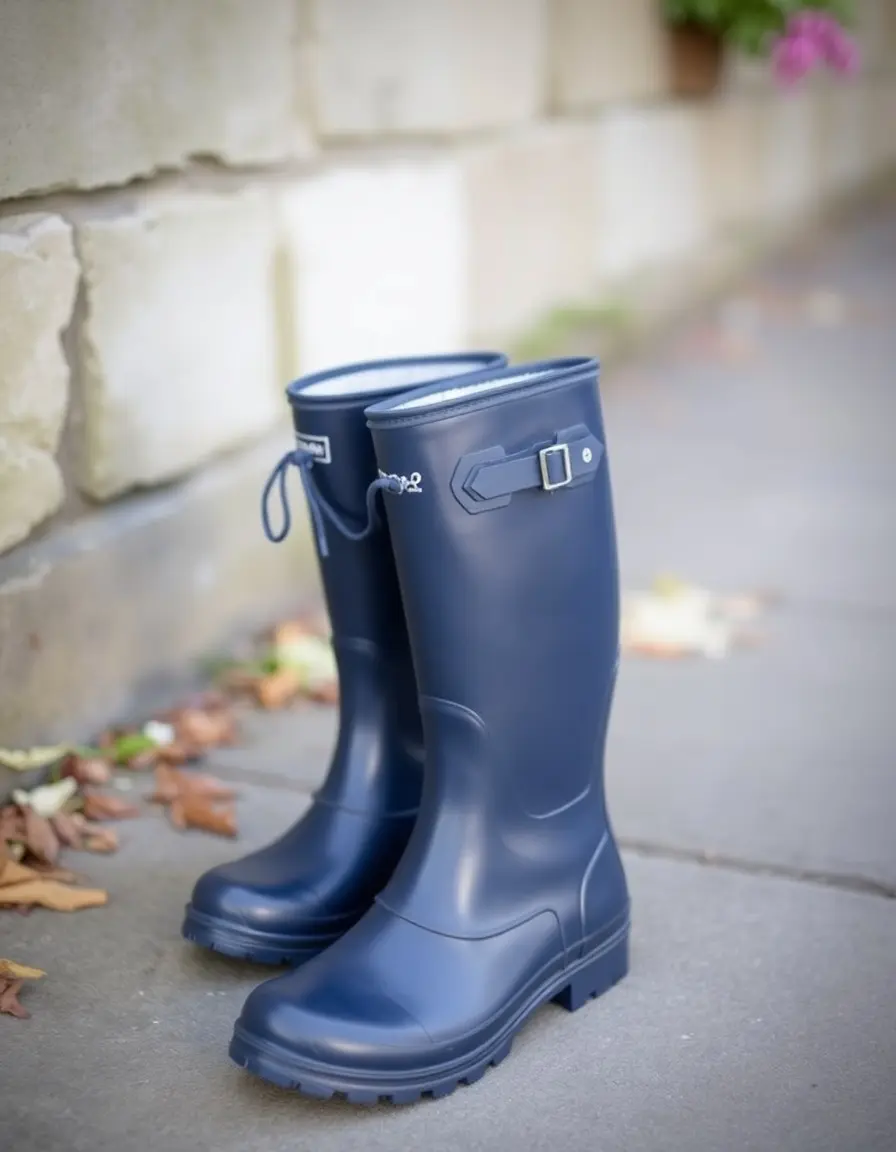 Stivali Wellington uomo pelle blu navy