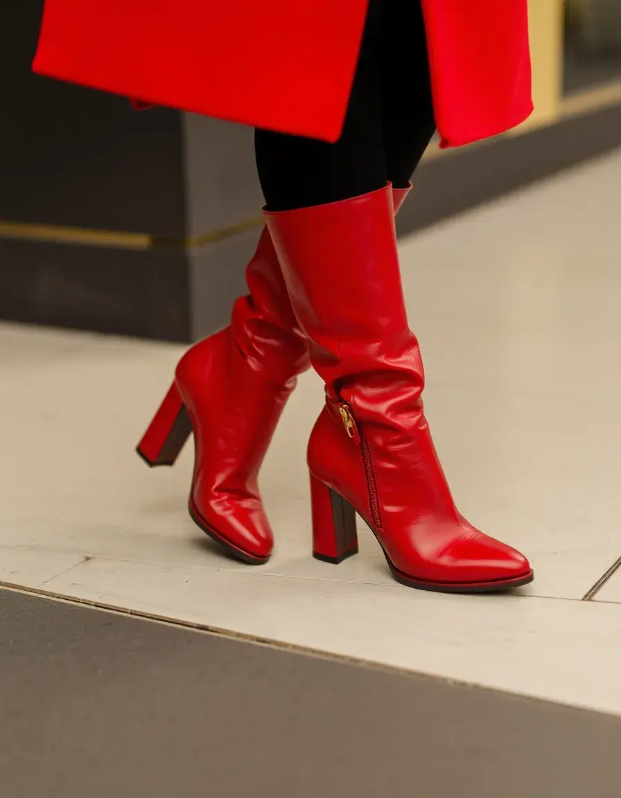 Stivali fashion uomo in pelle rossa audace