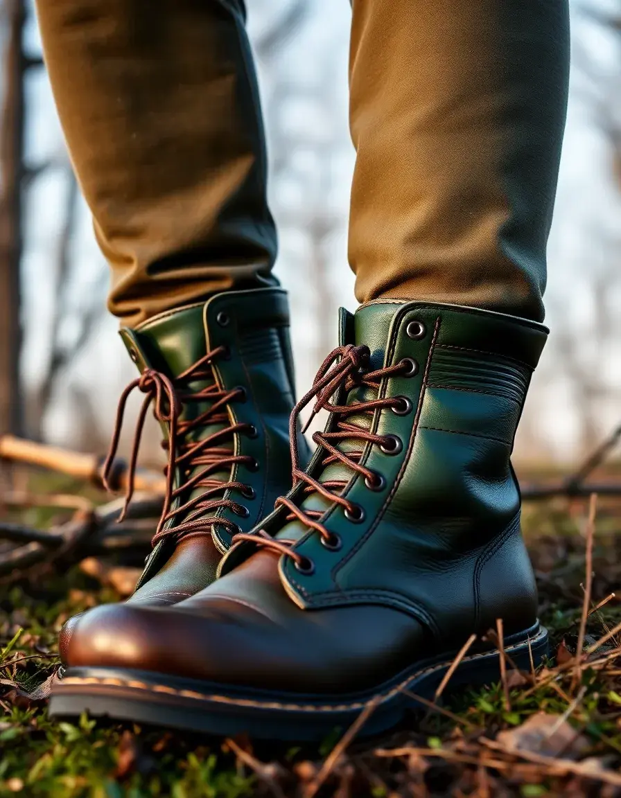 Stivali da caccia uomo pelle verde resistenti