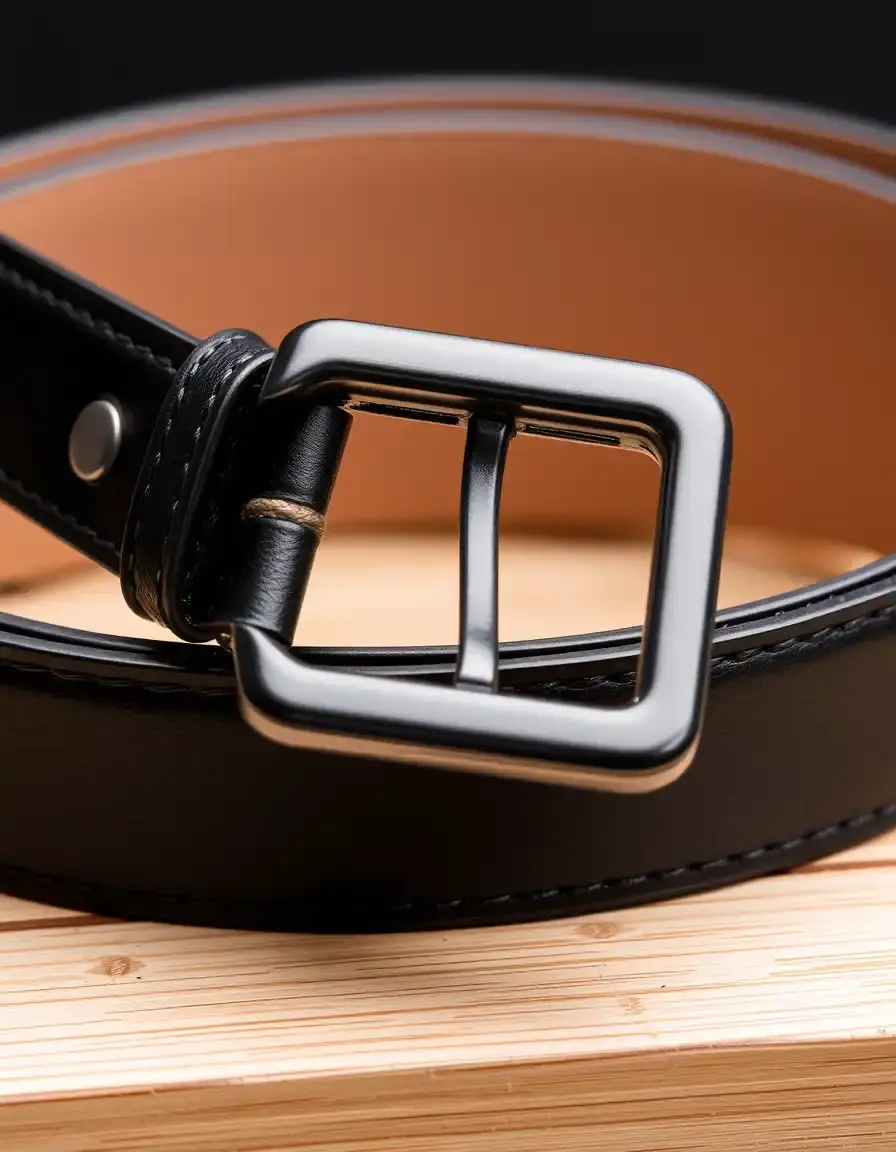 Cintura in vera pelle nera con fibbia classica