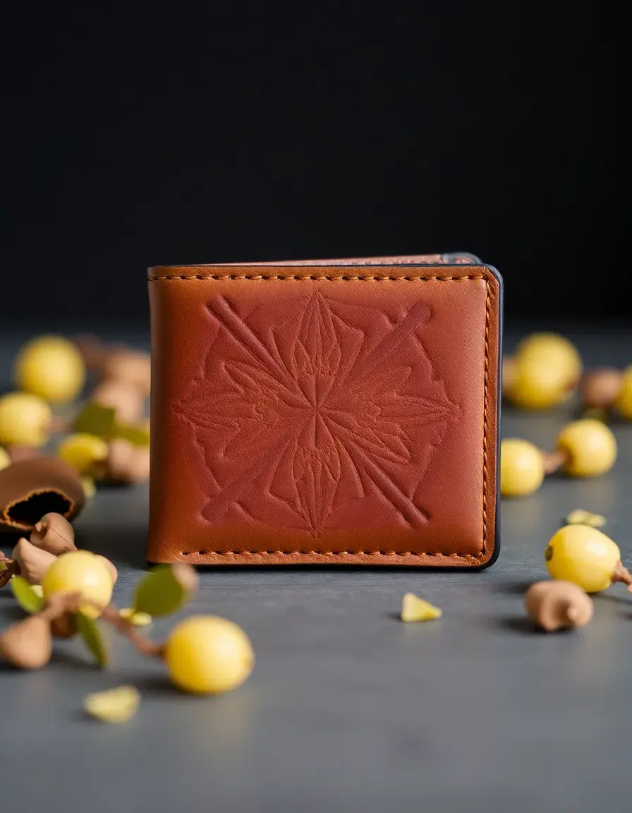 Portafoglio bifold in vera pelle marrone
