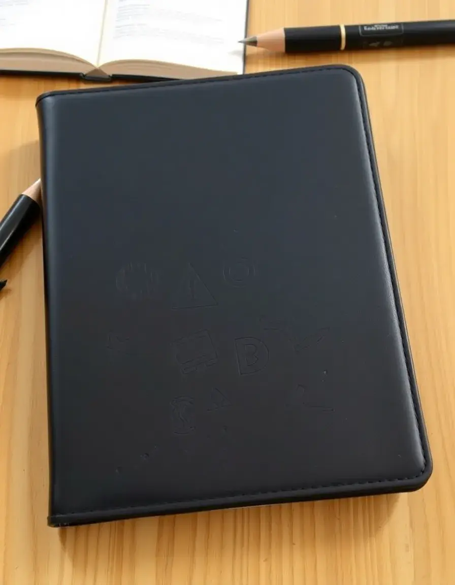 Notebook rilegato in vera pelle nera