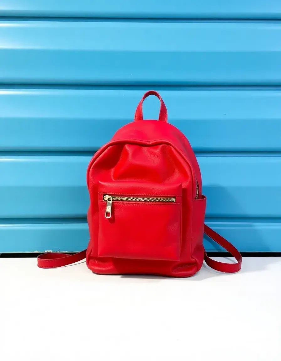 Piccolo zaino da donna in pelle rossa vivace per outfit fashion