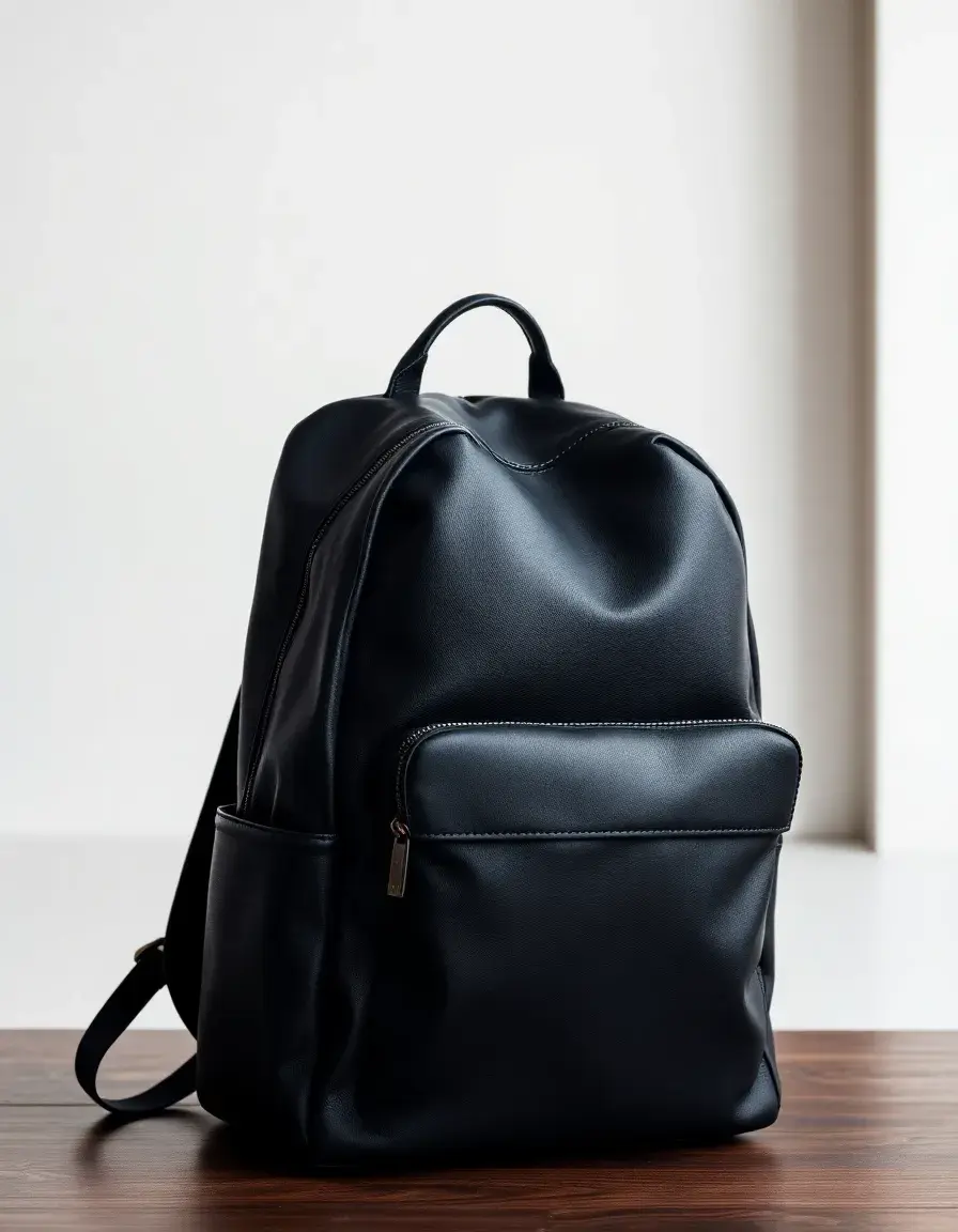 Zaino da uomo in pelle nera stile professionale ed elegante