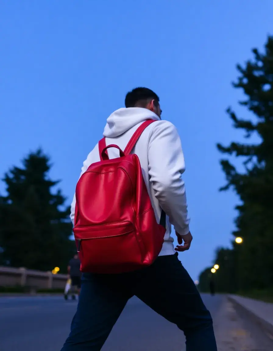 Zaino sportivo in pelle rossa vivace