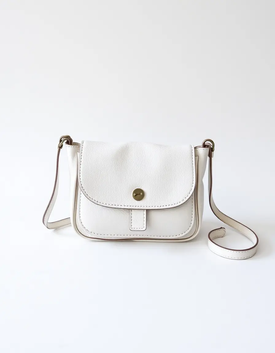 Borsa a tracolla bianca minimalista in vera pelle