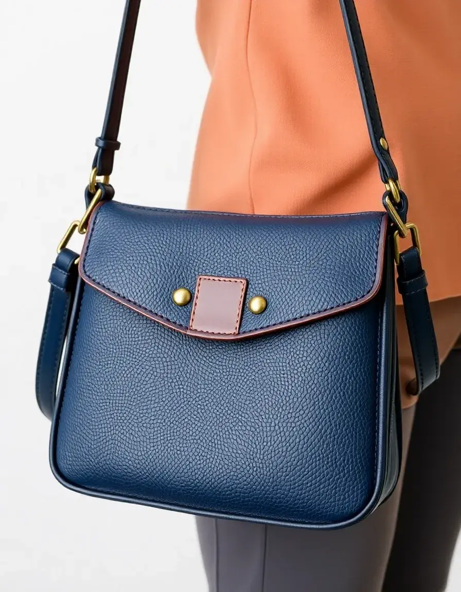 Sling bag in pelle blu navy raffinata