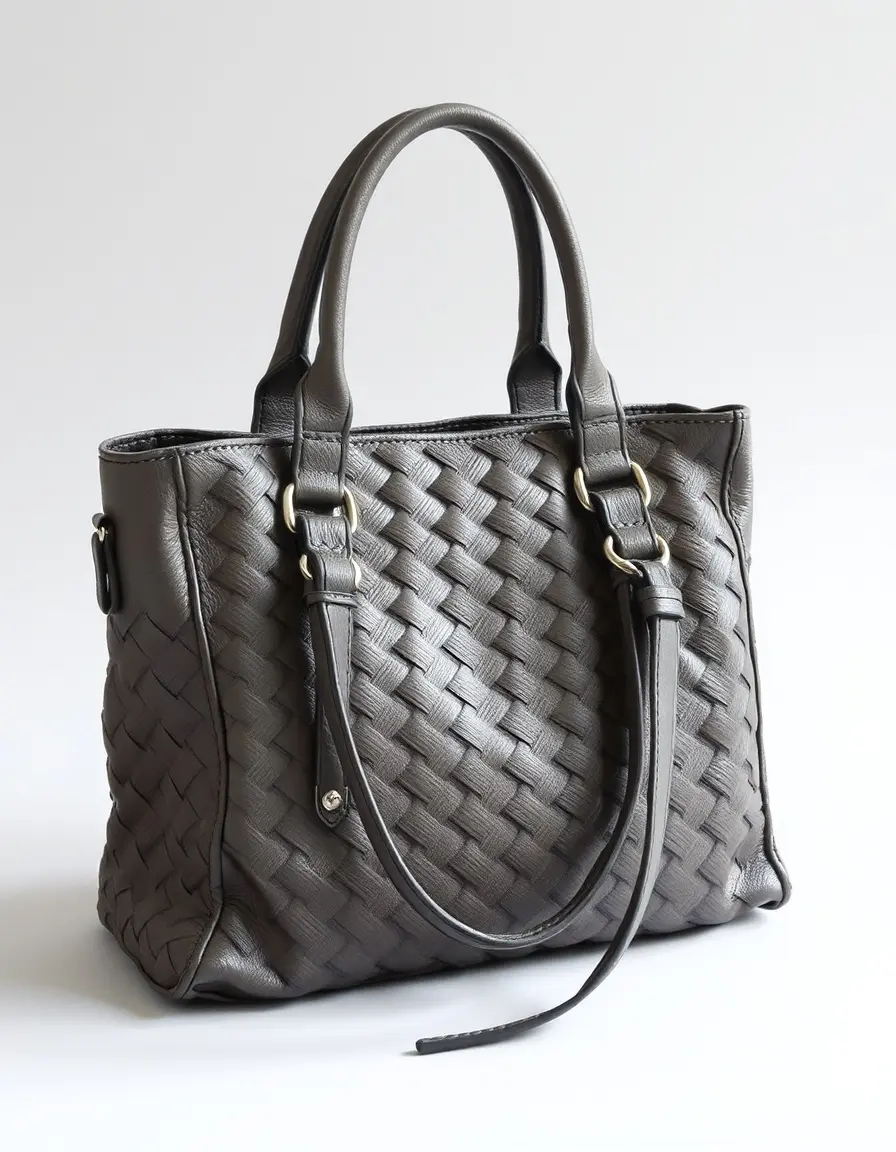Grey interwoven leather purse tonalità neutra sofisticata