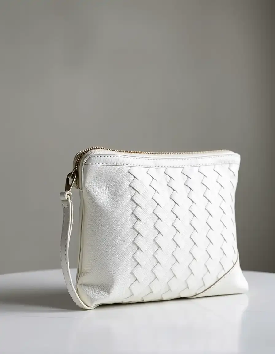 White woven leather clutch per occasioni speciali