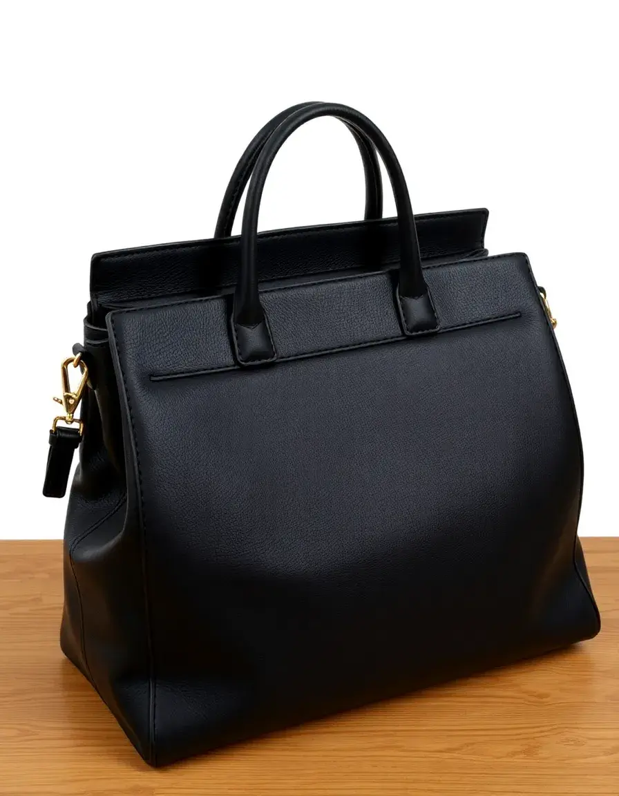 Elegante borsa a mano nera in pelle strutturata