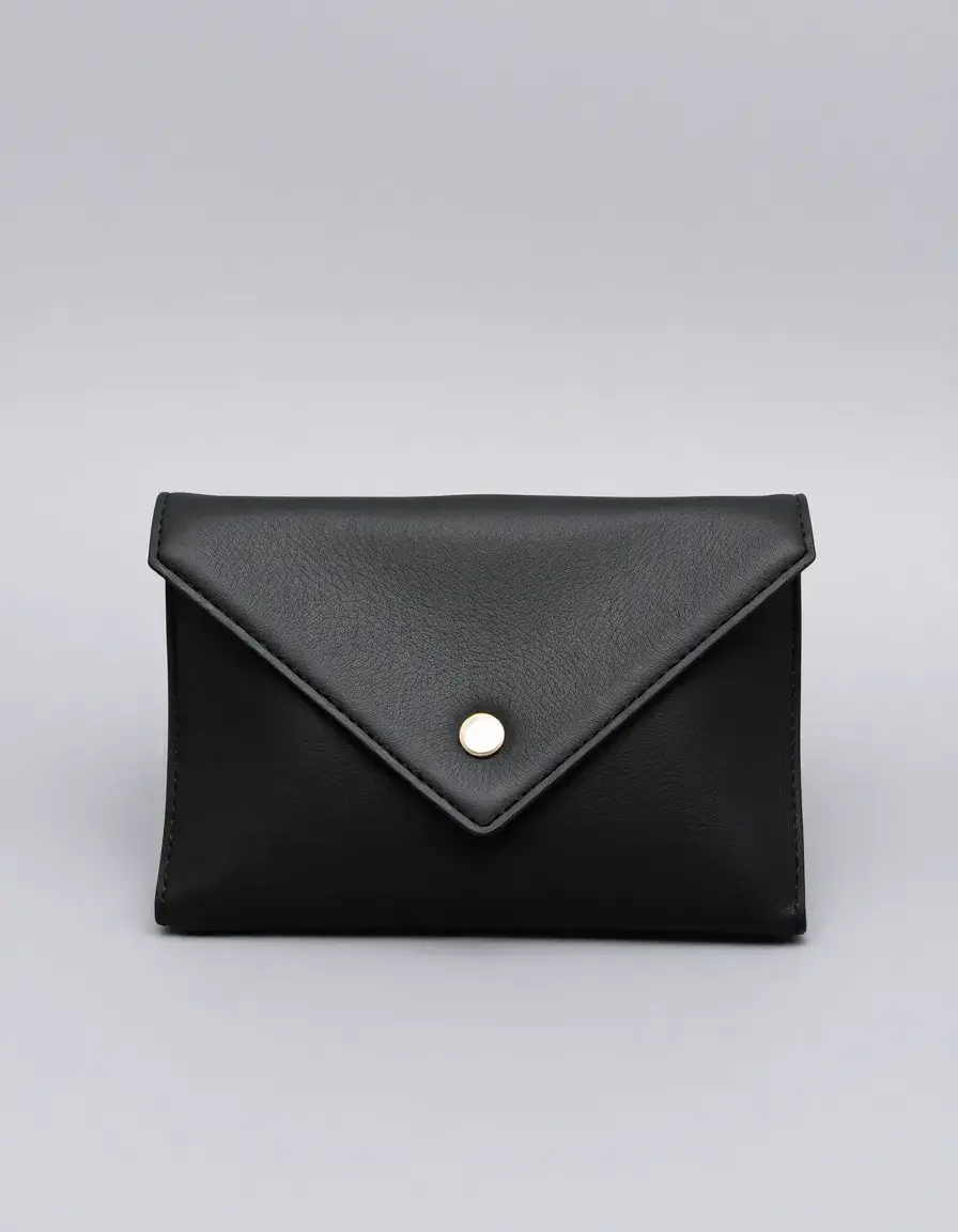 Piccola clutch nera in pelle a forma di busta