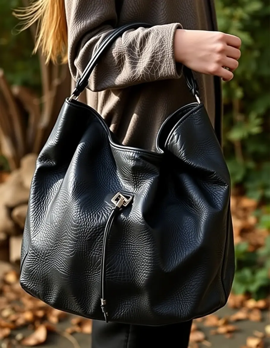 Borsa hobo nera in pelle morbida e capiente