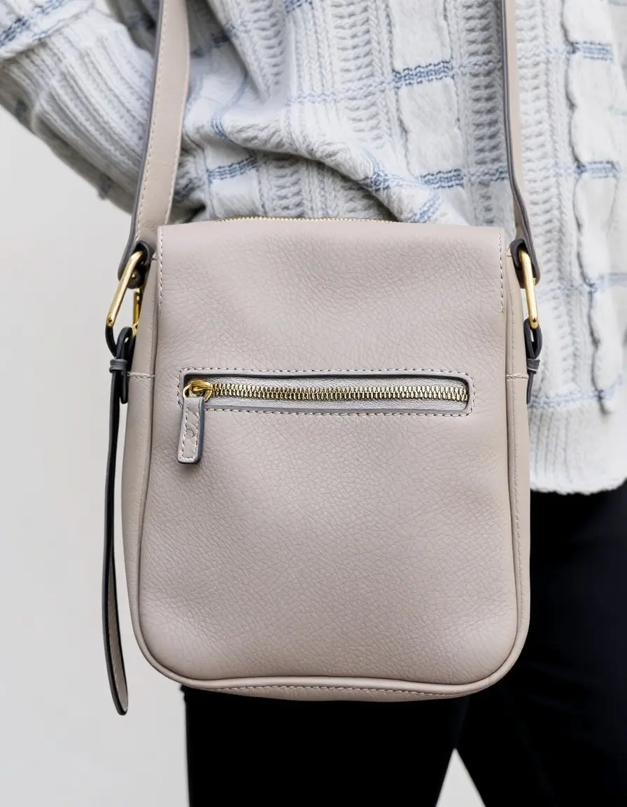 Borsa monospalla pelle uomo grigia moderna