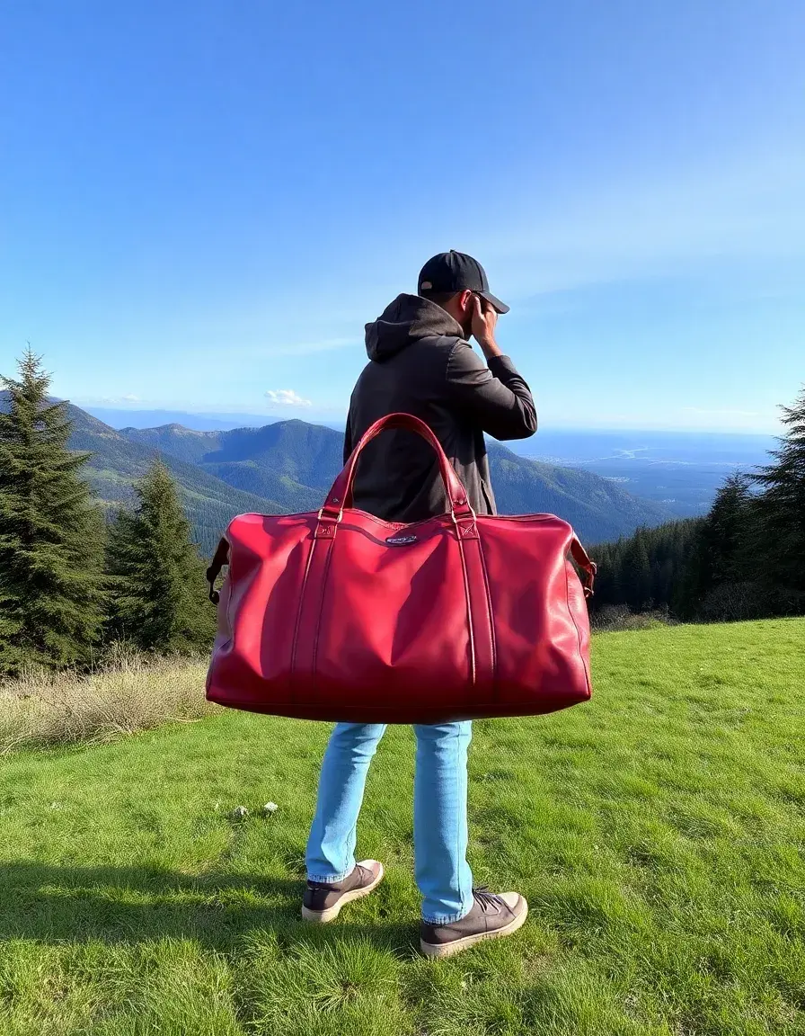Borsone viaggio pelle uomo rosso bordeaux