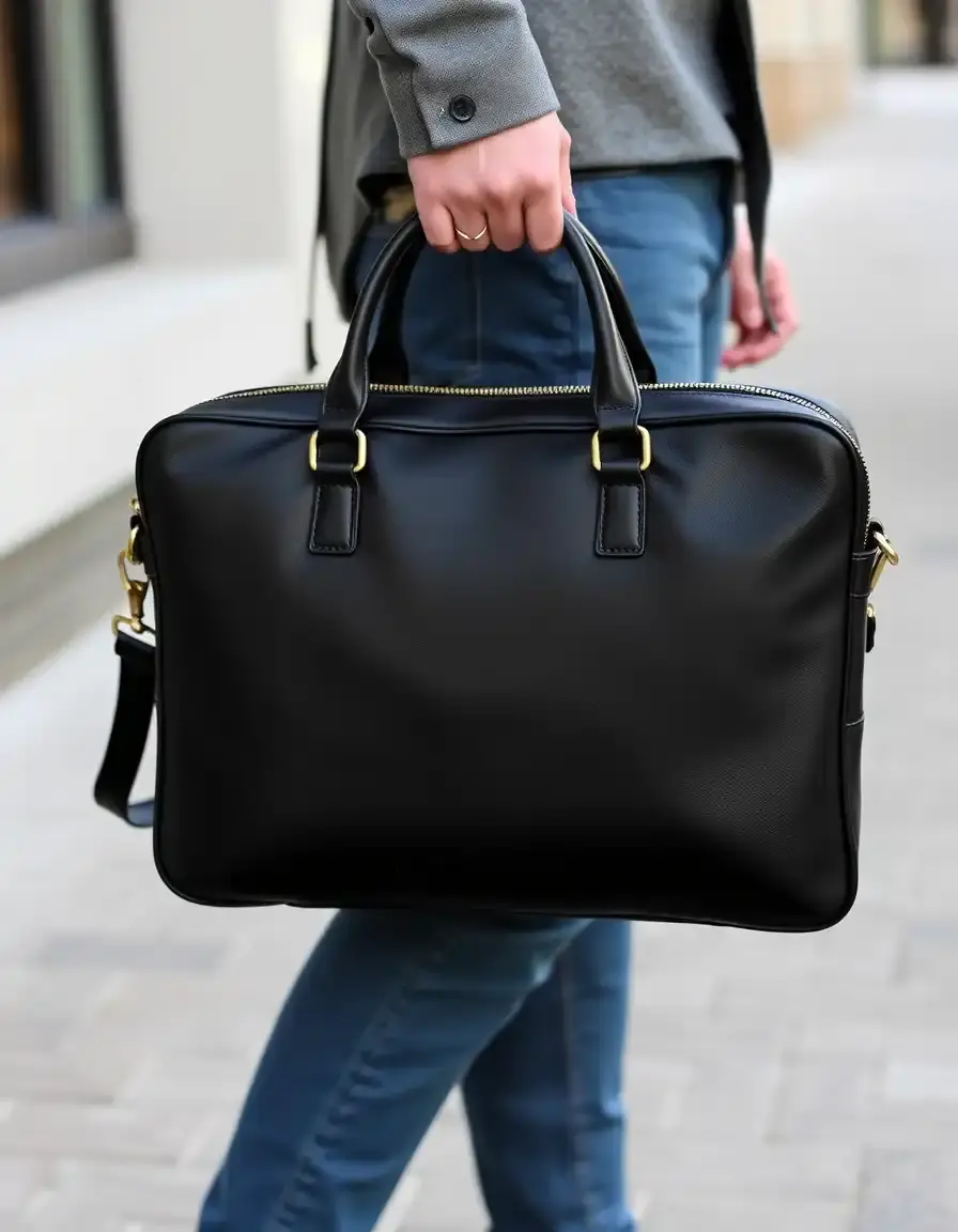 Borsa porta pc pelle nera uomo slim