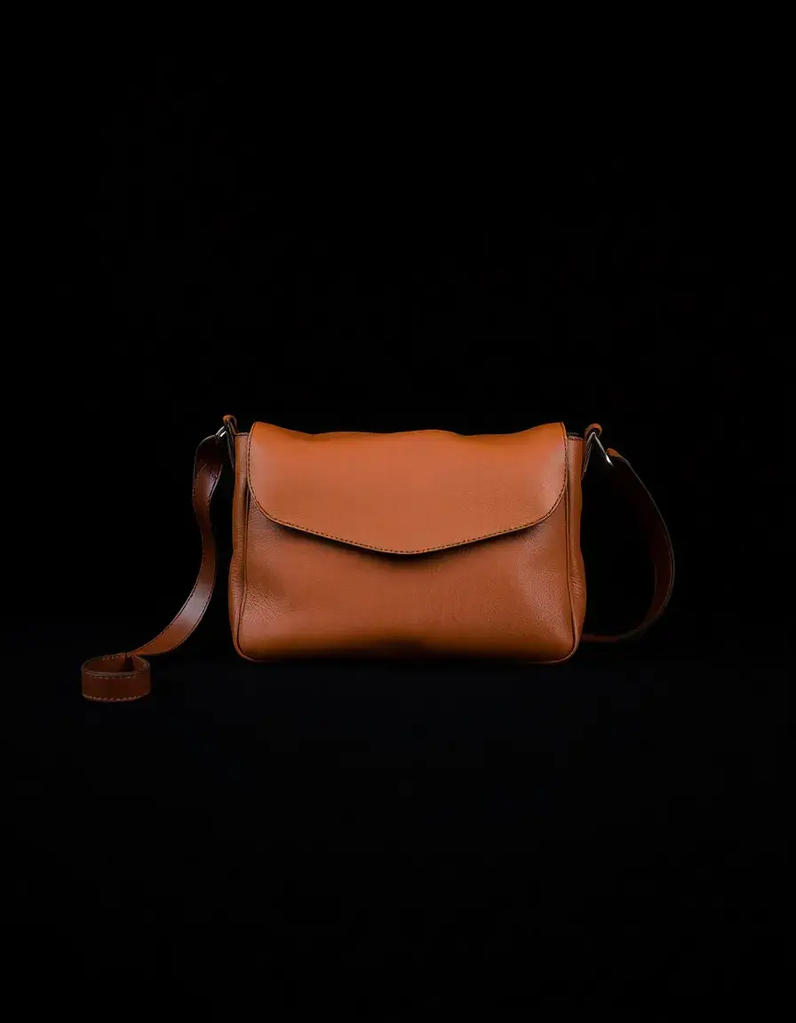 Borsa a tracolla in pelle marrone con cinturino regolabile