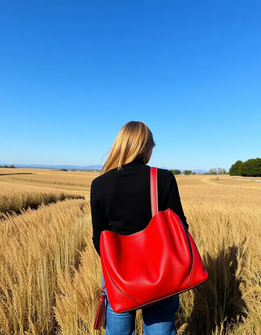 Elegante borsa a spalla in pelle rossa