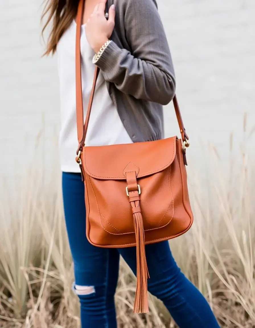 Borsa cross-body pelle color cuoio