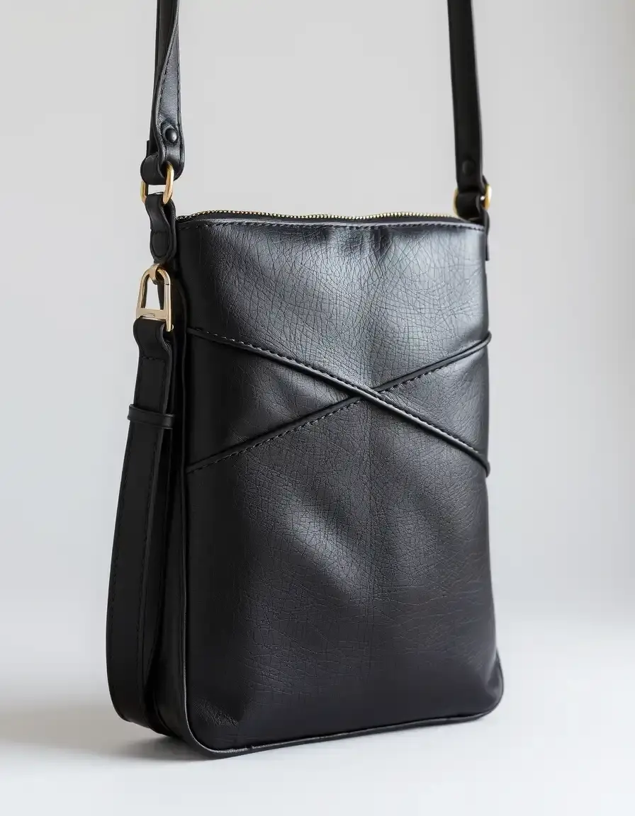 Modern Black Leather Sling borsa nera pelle moderna