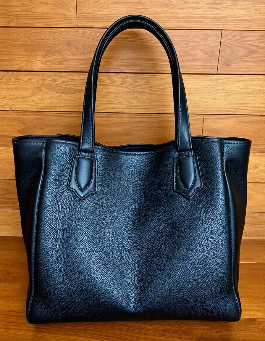 Tote bag nera spaziosa in vera pelle