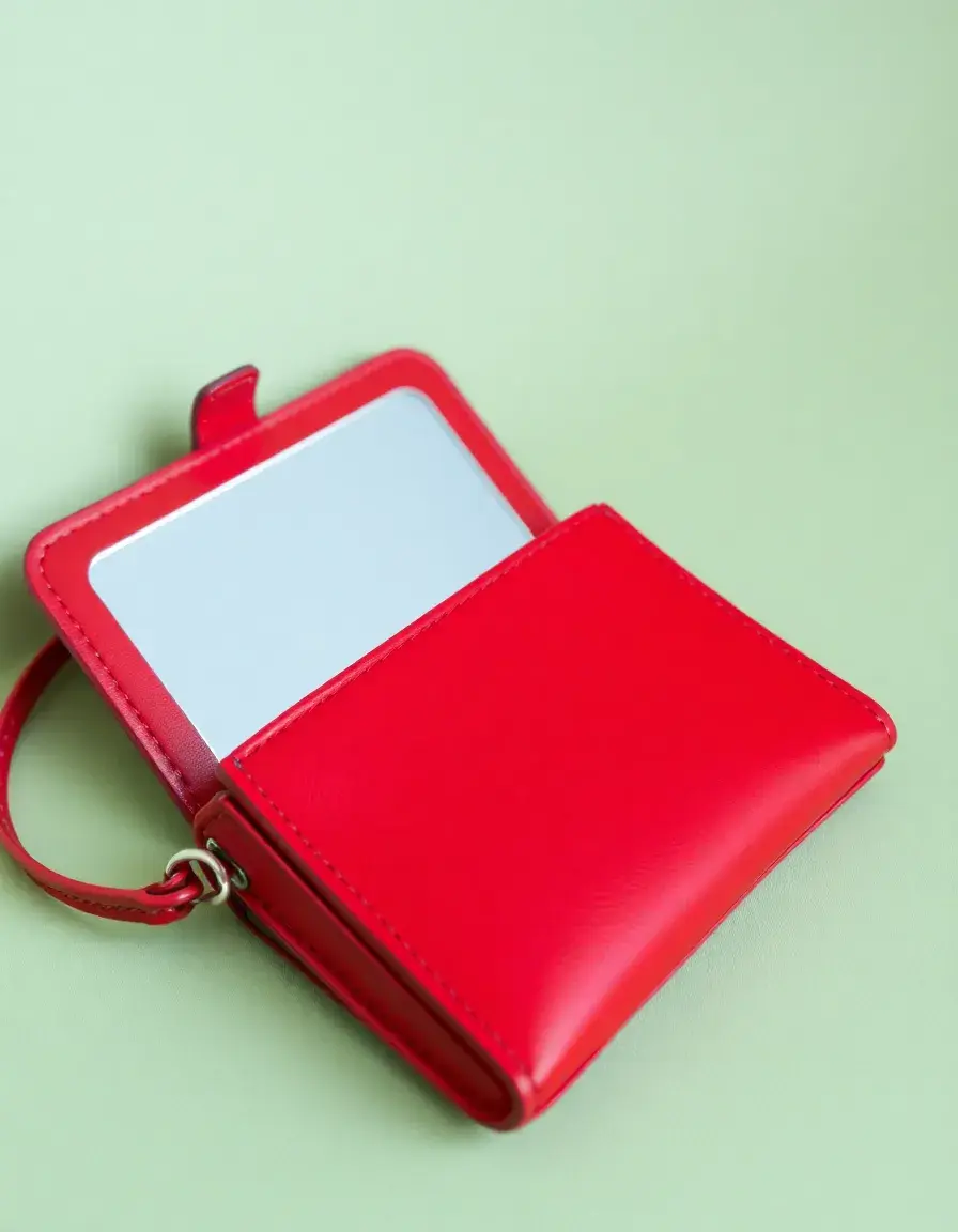 Piccola borsa rossa in pelle compatta