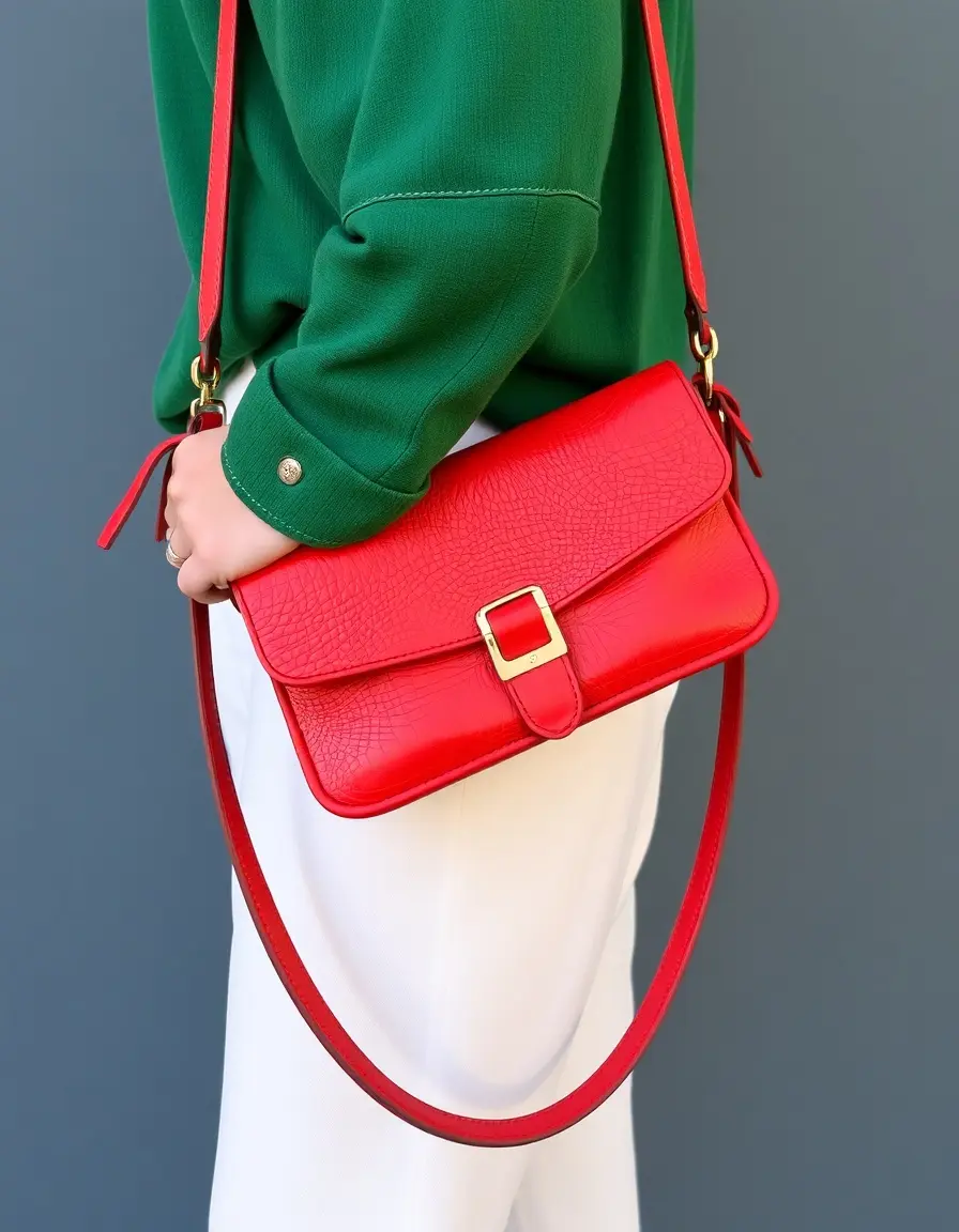 Piccola borsa crossbody in pelle rossa vibrante