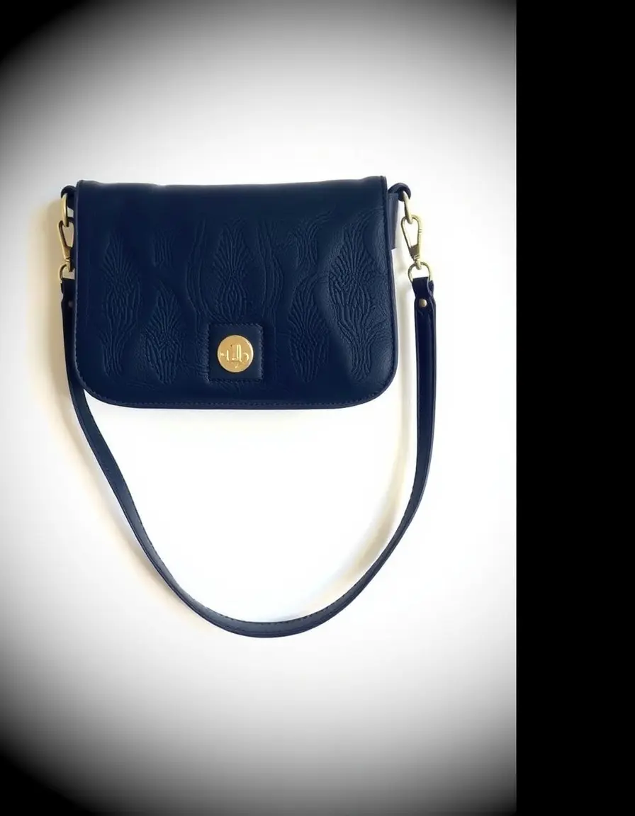 Borsa a spalla in pelle blu scuro navy