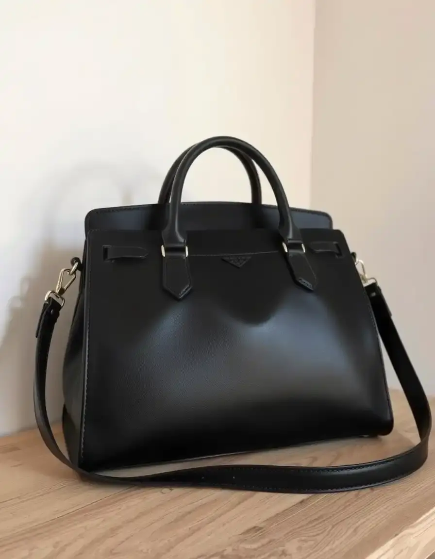 Elegante borsa nera in pelle da donna per ufficio