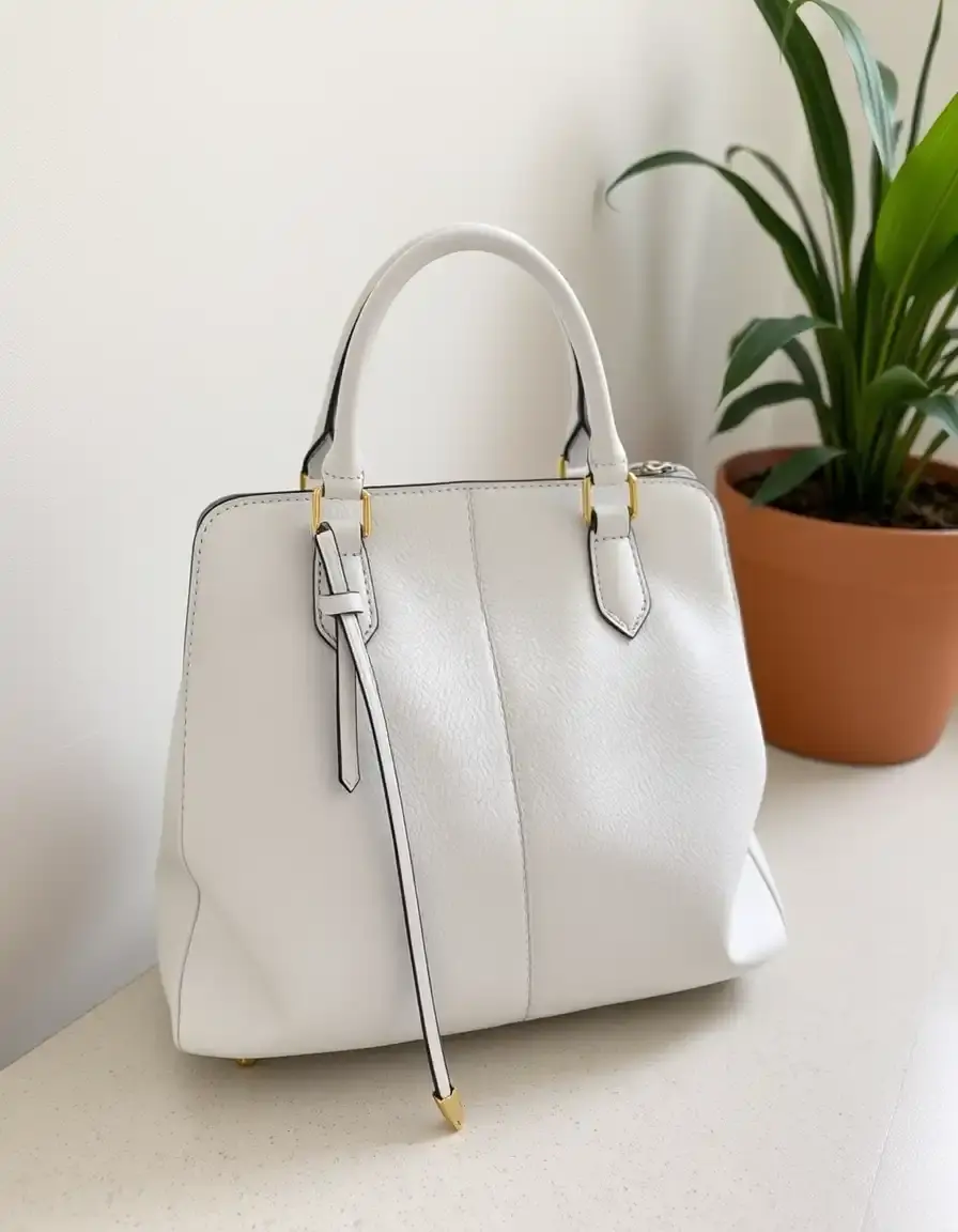 Borsa a tracolla bianca in pelle morbida