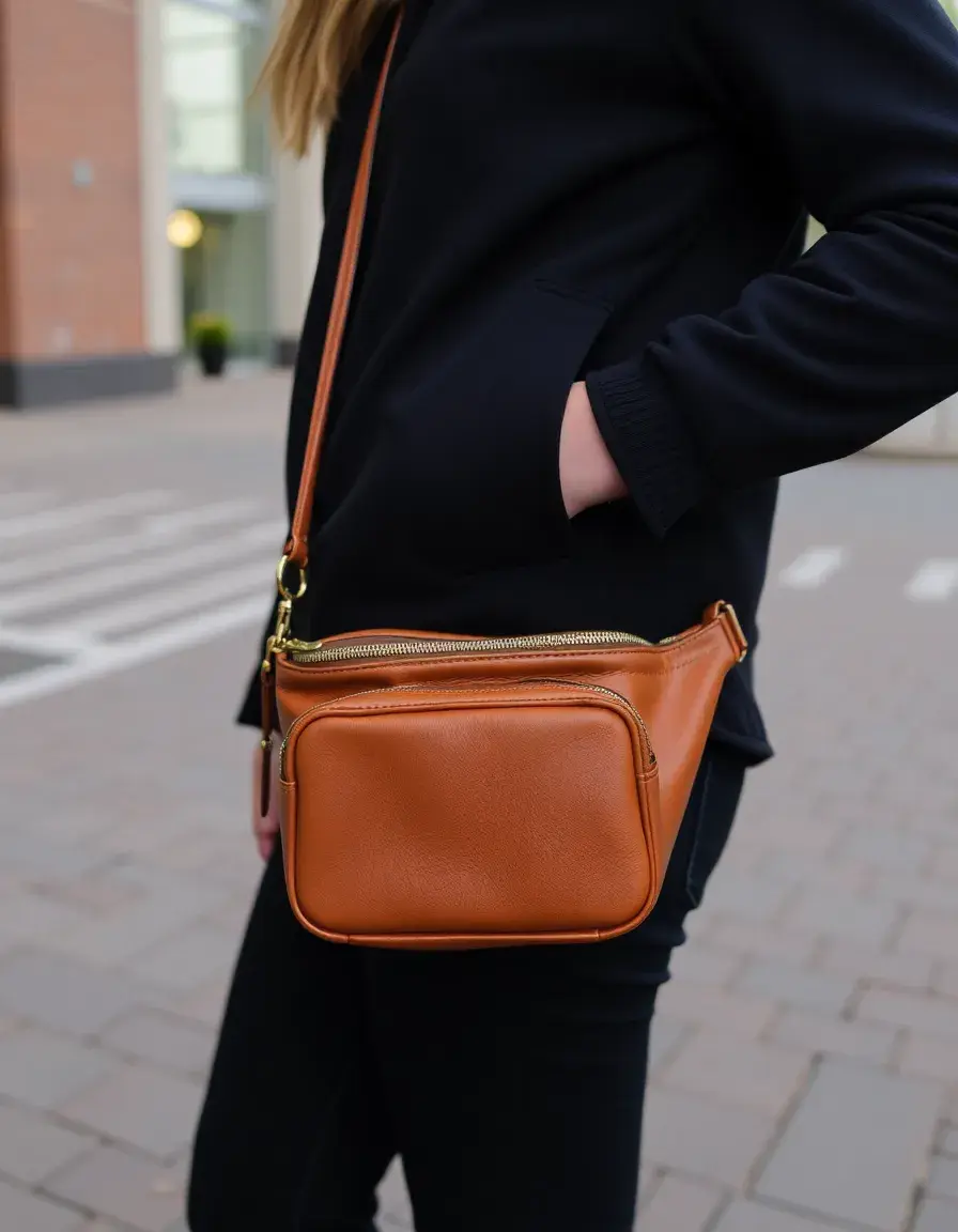 Marsupio in pelle marrone da uomo stile vintage per uso quotidiano