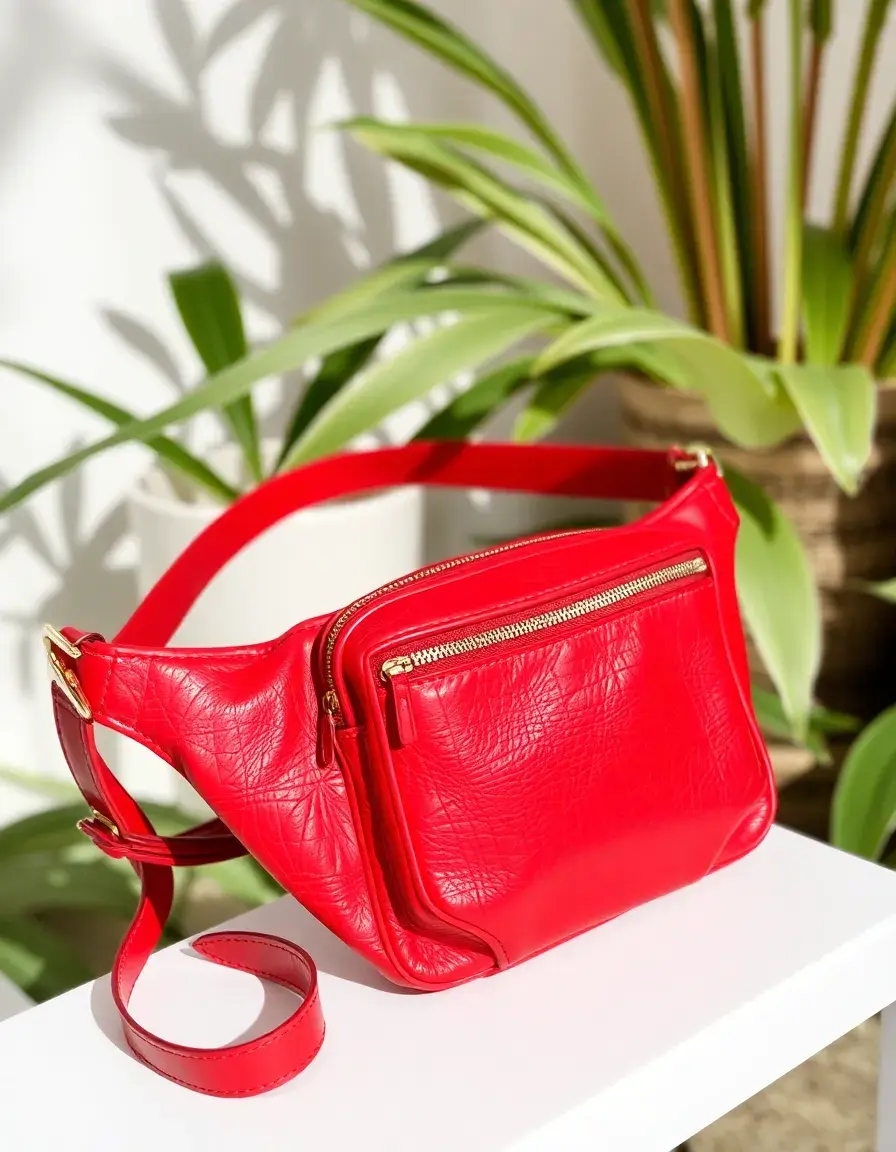 Borsello in pelle rossa vivace da uomo, accessorio audace e stiloso
