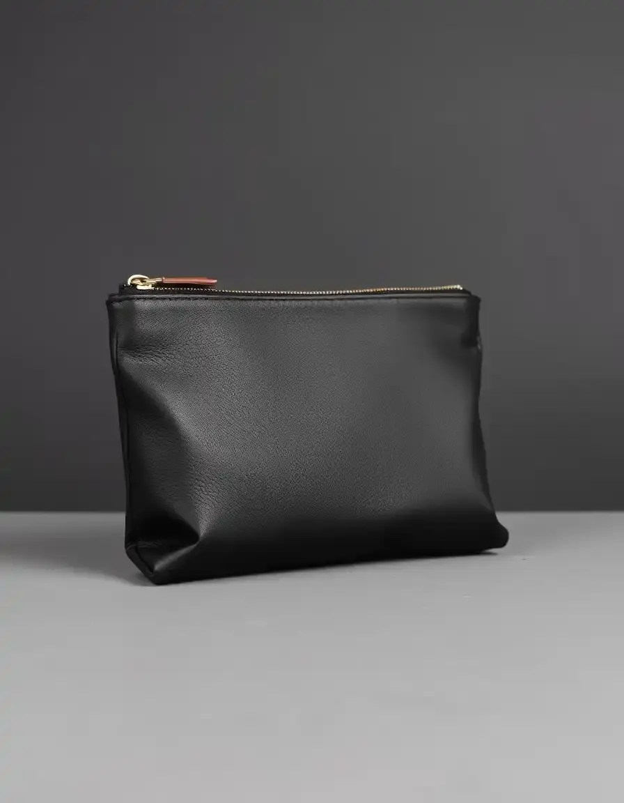 Pouch in pelle nera elegante per uomo