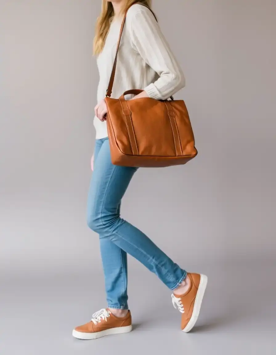 Borsello casual in pelle color cuoio