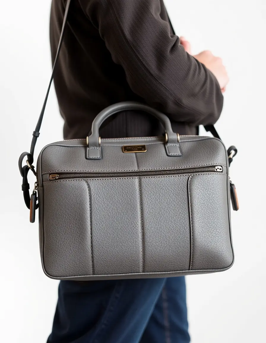 Borsello moderno grigio in pelle