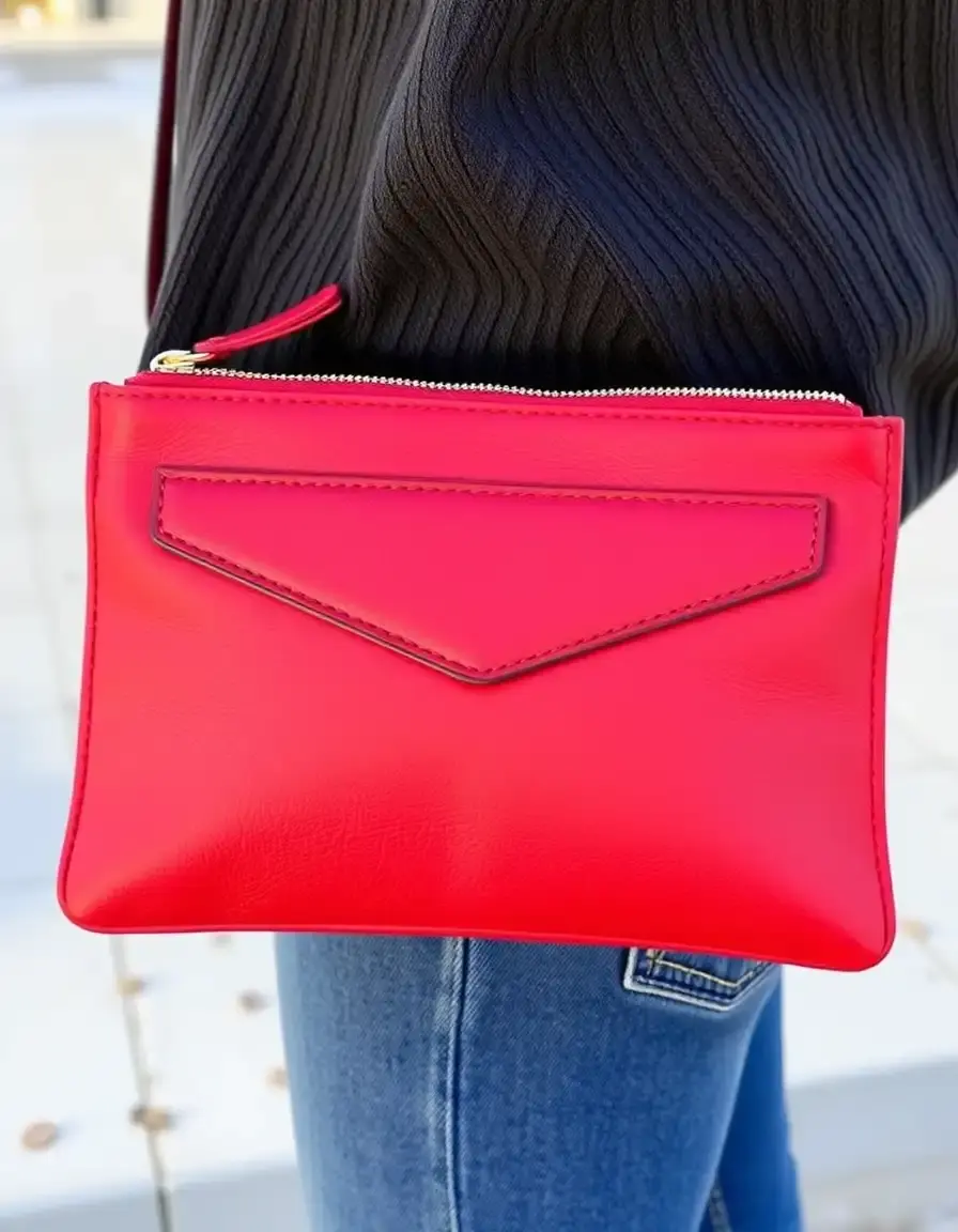 Pouch in pelle rossa per uomo