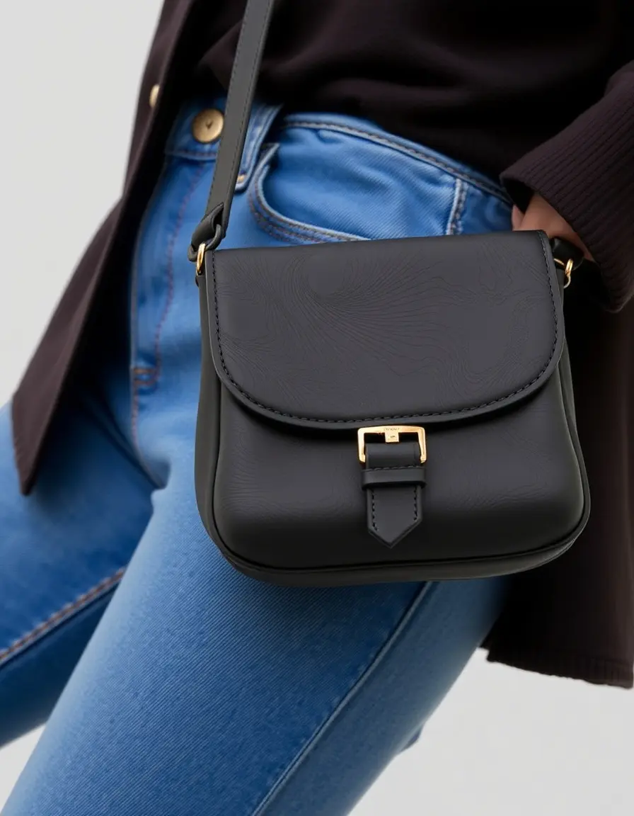 Borsello in pelle nera uomo stile crossbody