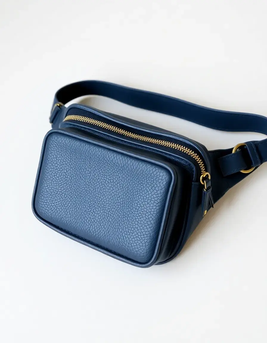 Borsello da fianco in pelle blu navy
