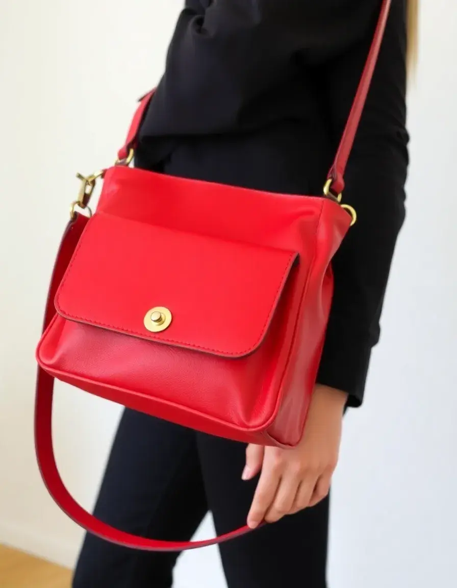 Piccola borsa in pelle rossa uomo