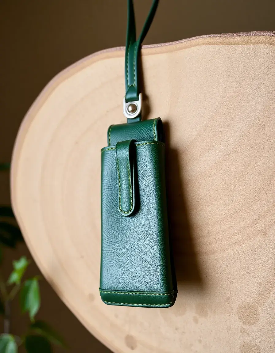 Pouch in pelle verde uomo