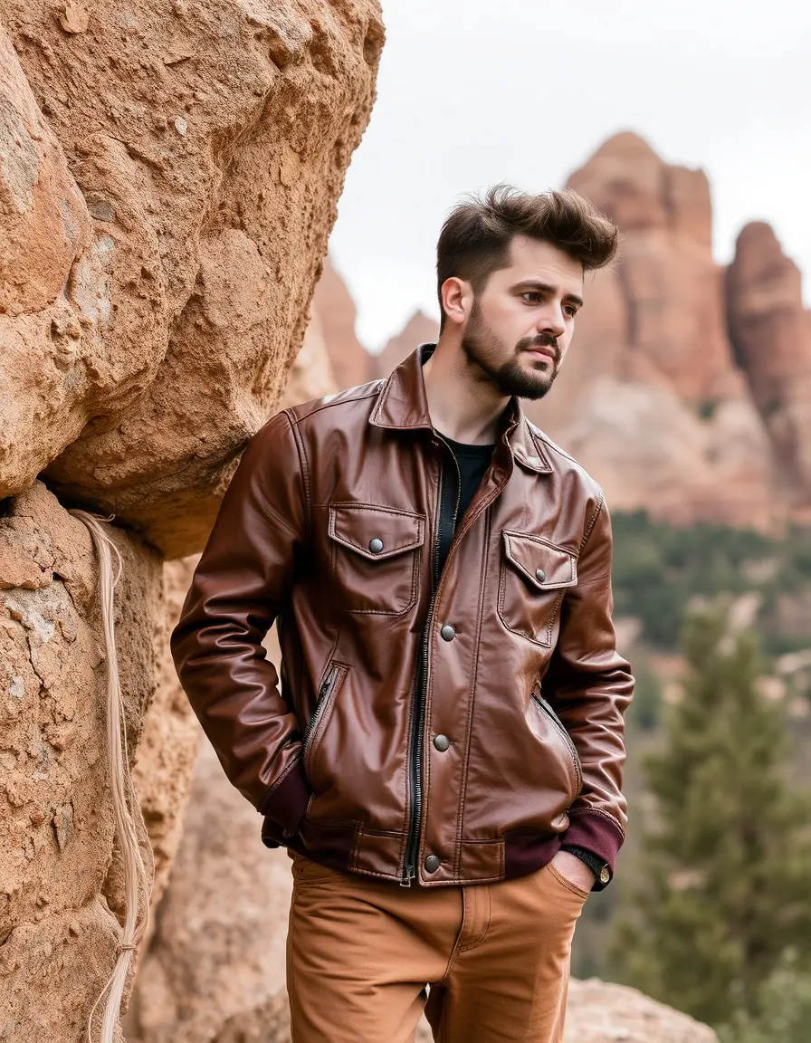 Men's Brown Rock Leather Jacket