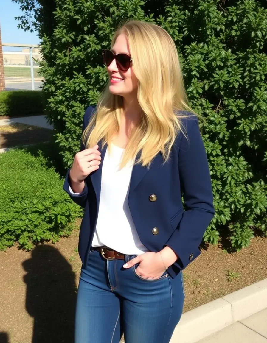 Giacca in pelle blu navy con rivetti