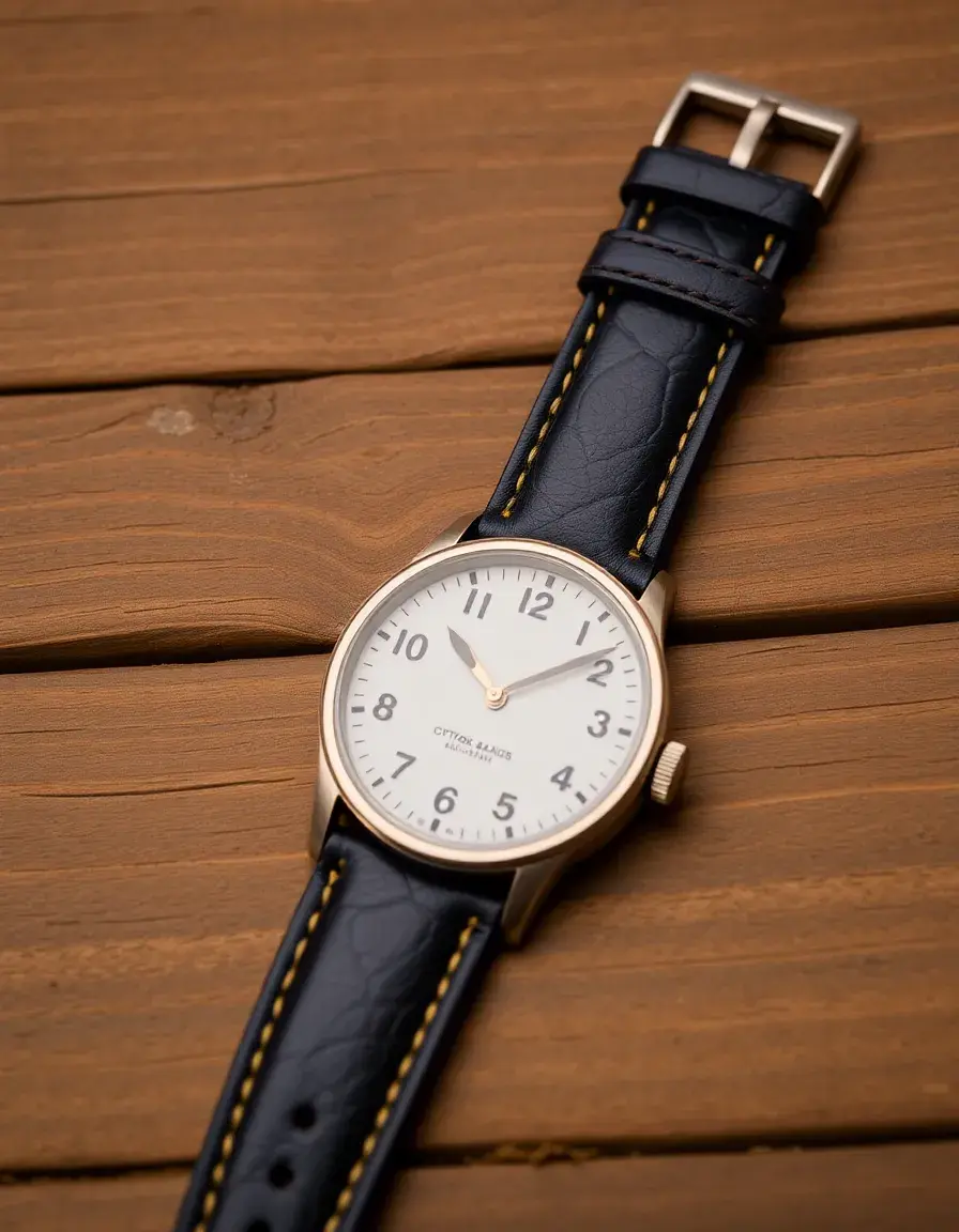 Cinturino orologio pelle blu navy elegante