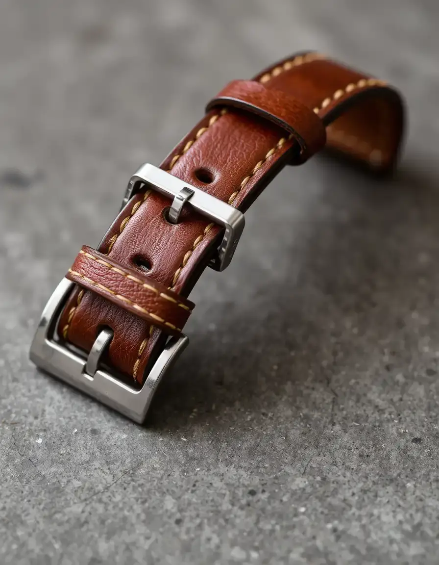 Cinturino orologio pelle marrone vintage invecchiata