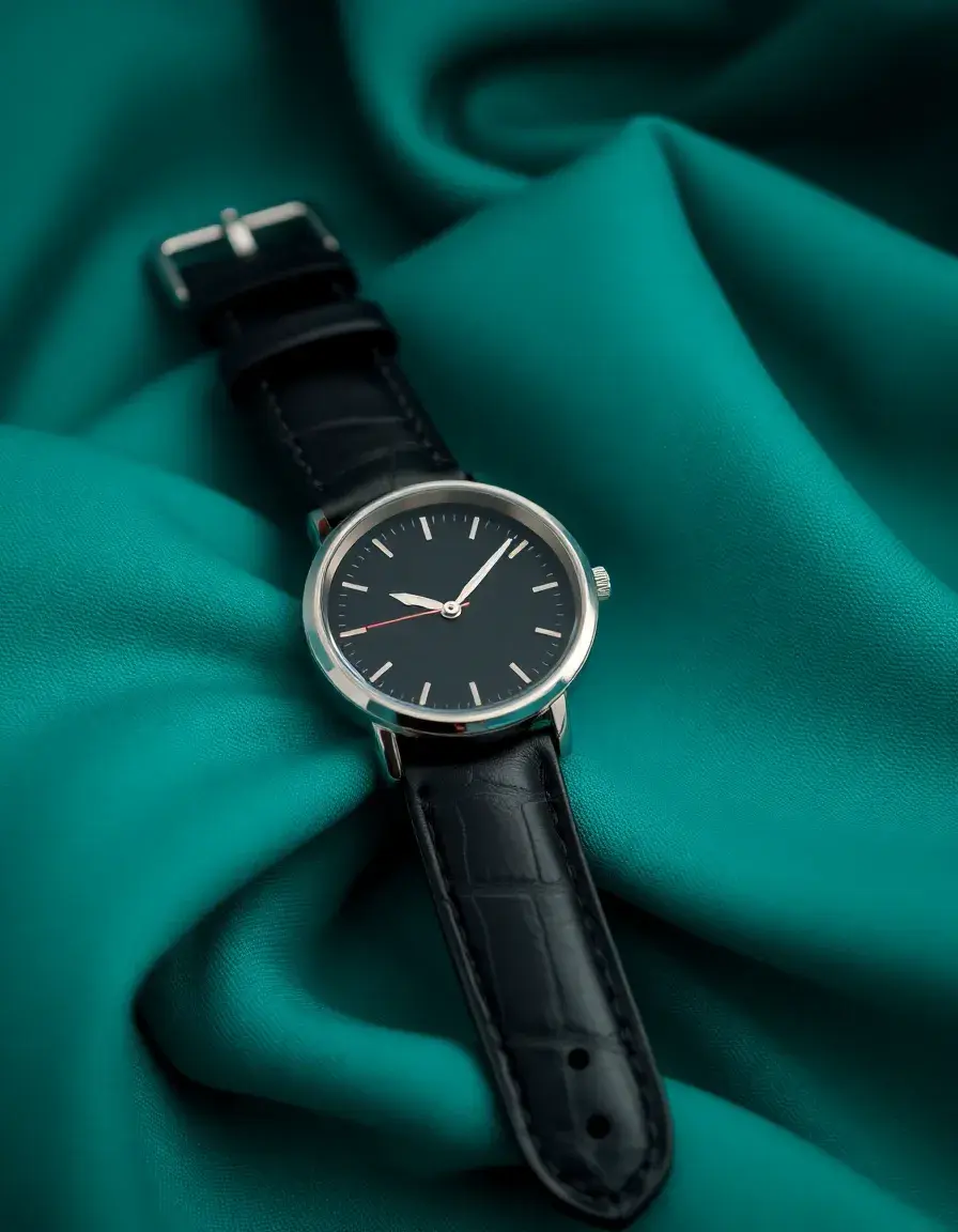 Cinturino orologio pelle nera liscia elegante