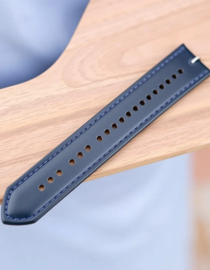Cinturino orologio pelle blu traforato stile rally