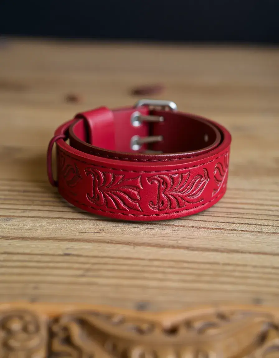 Cinturino orologio pelle rossa lavorata
